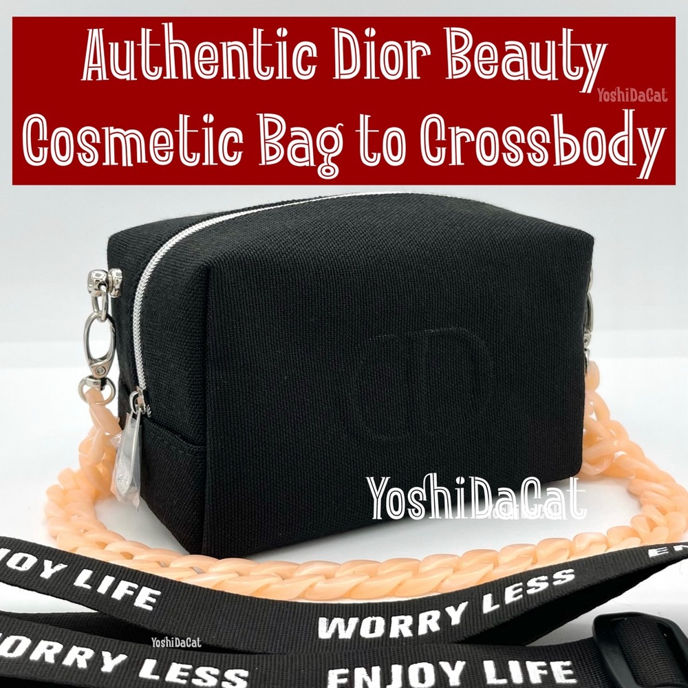 🆕 Dior Beauty Cosmetic Case to Crossbody Bag Purse, Black, New Handbag